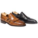 Calzoleria Toscana Wingtip Fringe Monk Strap Shoes