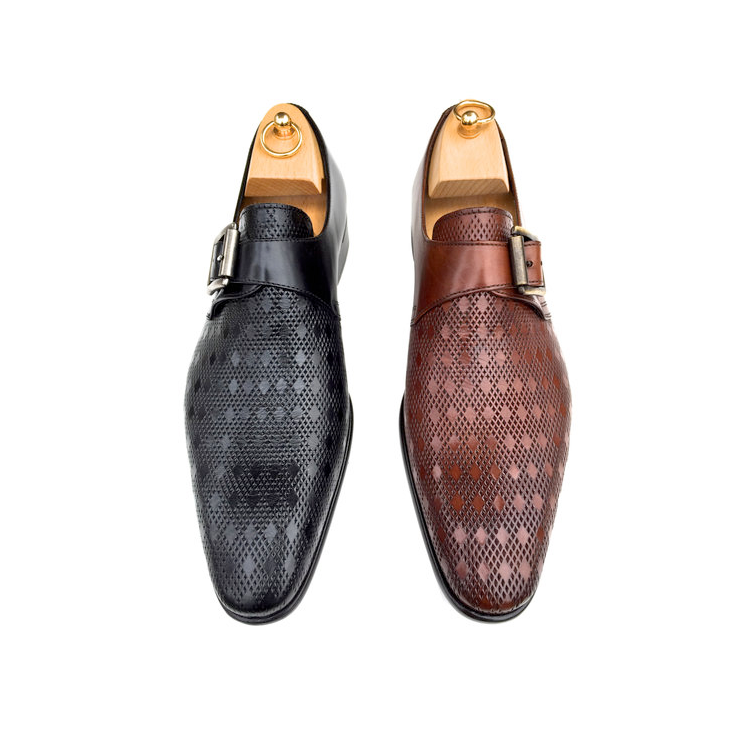 Calzoleria Toscana Z315 Embossed Calfskin Monk Strap Shoes