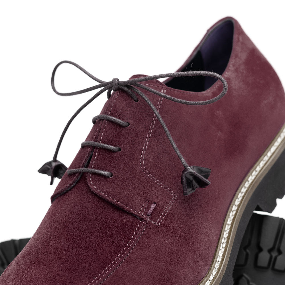 Zelli Campo Suede Goatskin Lace-up Shoes Bordeaux (26-220-BDX)