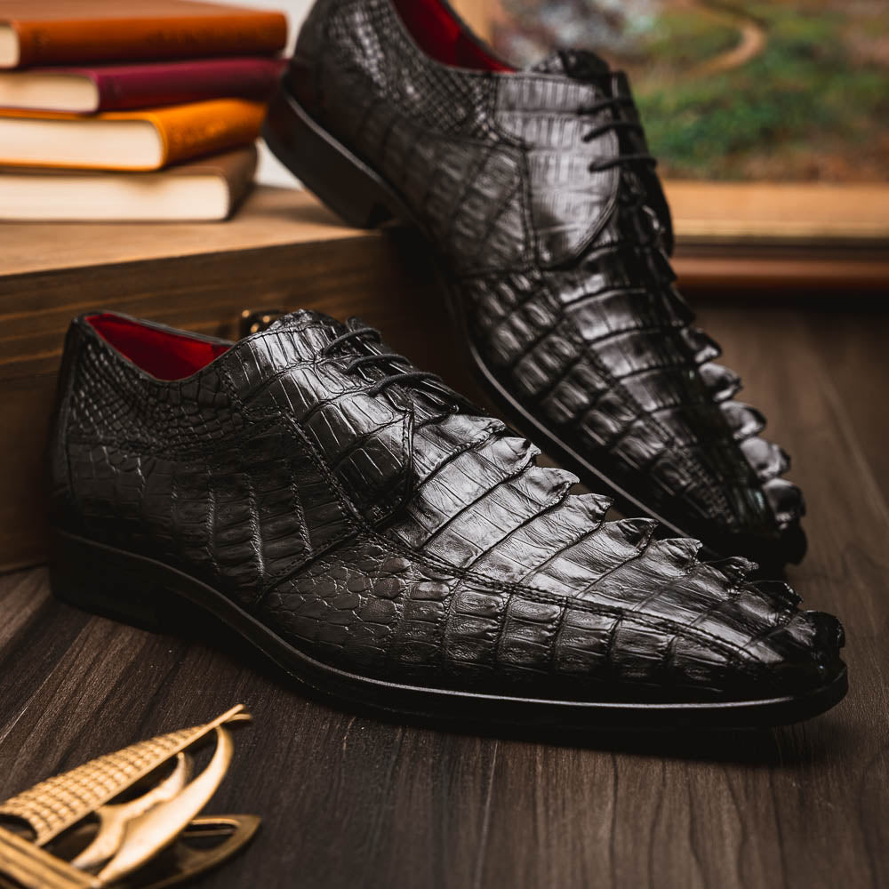 Marco Di Milano Cancun Caiman Crocodile Derby Black