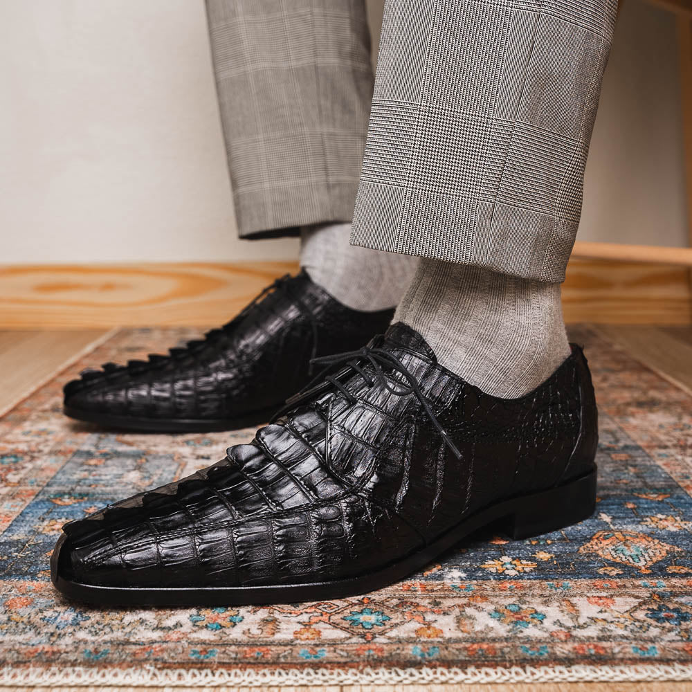 Marco Di Milano Cancun Caiman Crocodile Derby Black