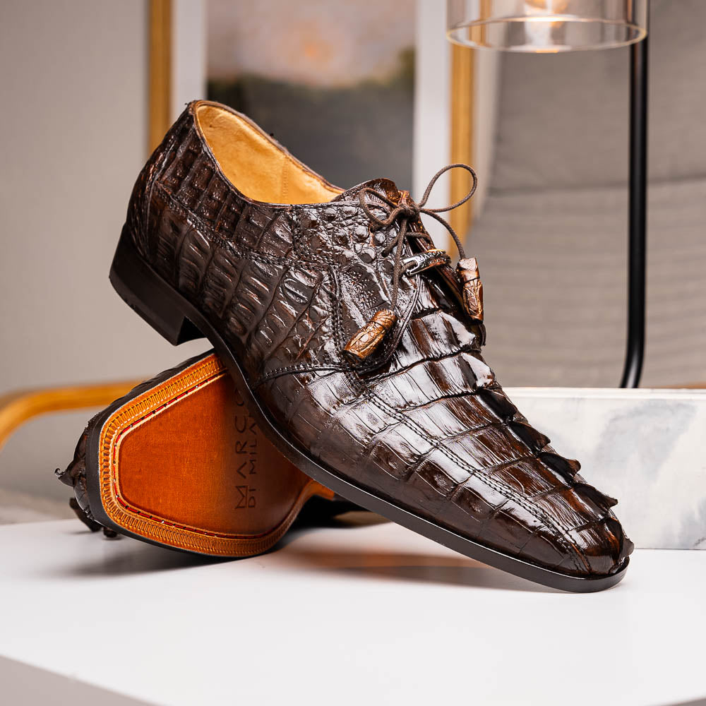 Marco Di Milano Cancun Caiman Crocodile Derby Brown