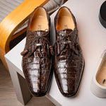 Marco Di Milano Cancun Caiman Crocodile Derby Brown