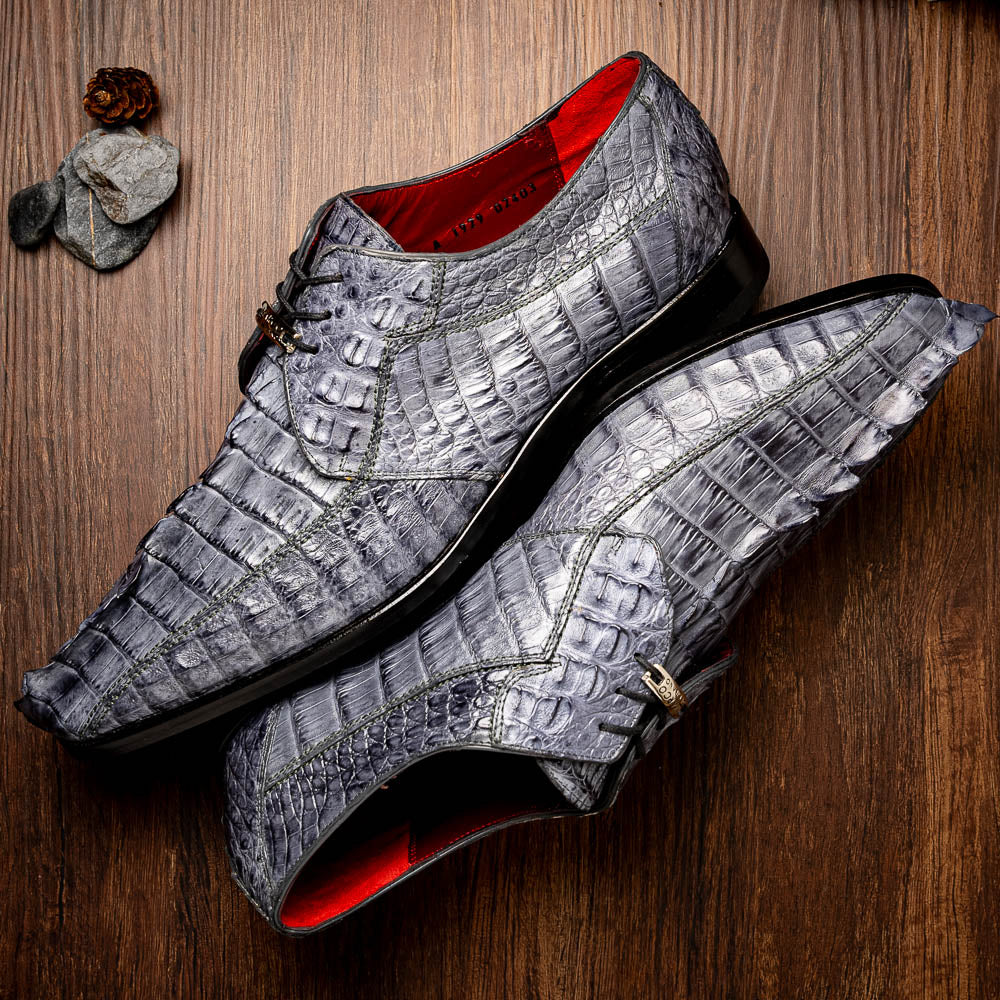 Marco Di Milano Cancun Caiman Crocodile Derby Grey