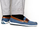 Alan Payne Cannes Penny Loafers Denim/Tan