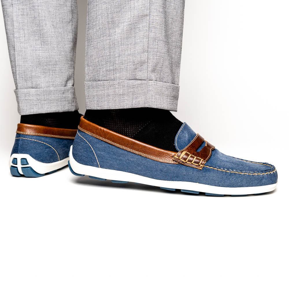Alan Payne Cannes Penny Loafers Denim/Tan