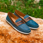 Alan Payne Cannes Penny Loafers Denim/Tan