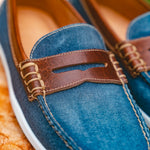Alan Payne Cannes Penny Loafers Denim/Tan