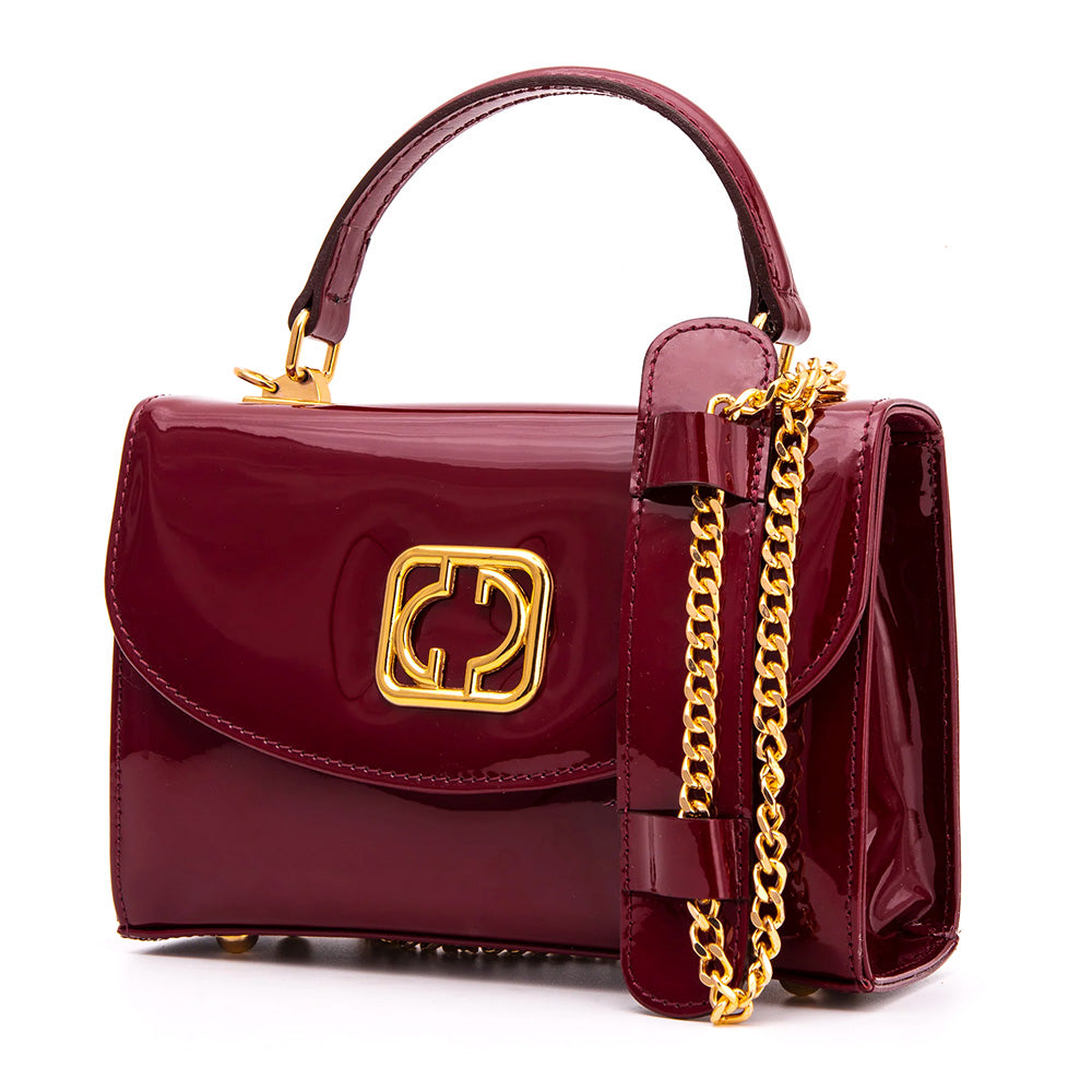 Vinci Leather The Rosalinda Women's Patent Leather Handbag Burgundy