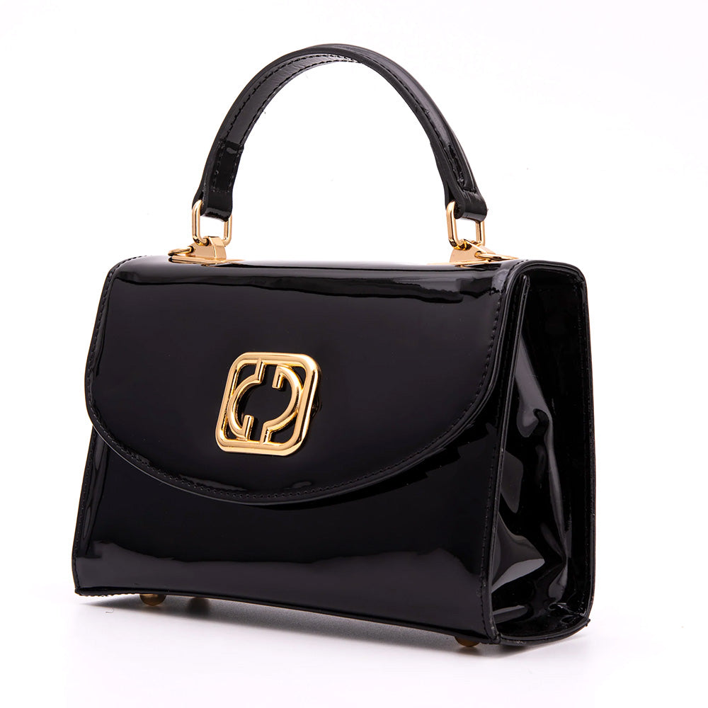 Vinci Leather The Rosalinda Women's Patent Leather Handbag Black