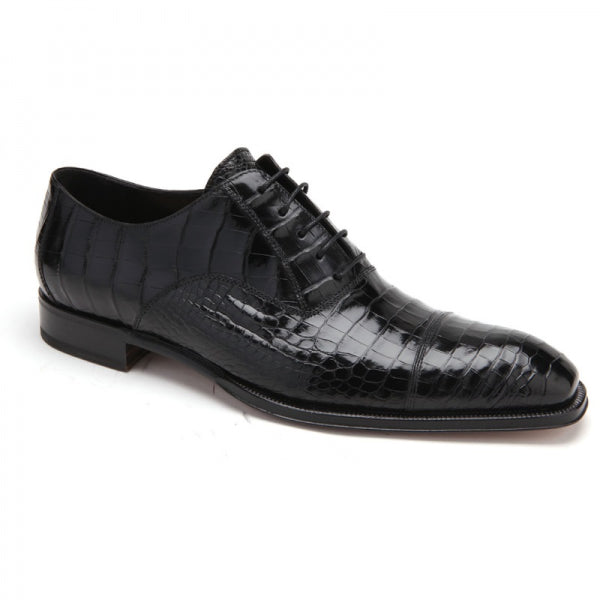Caporicci 1102 Genuine Alligator Cap Toe Shoes Black