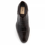 Caporicci 1102 Genuine Alligator Cap Toe Shoes Dark Brown
