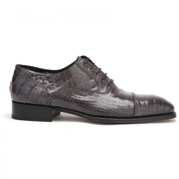 Caporicci 1102 Genuine Alligator Cap Toe Shoes Gray