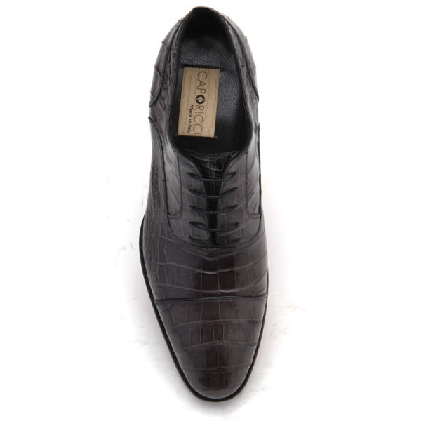 Caporicci 1102 Genuine Alligator Cap Toe Shoes Gray