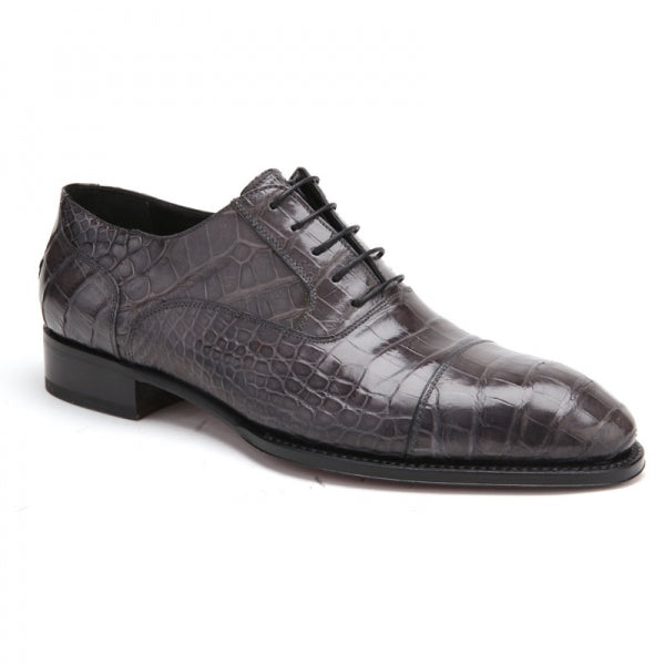 Caporicci 1102 Genuine Alligator Cap Toe Shoes Gray
