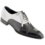 Caporicci 201 Genuine Alligator Spectator Shoes Black / White