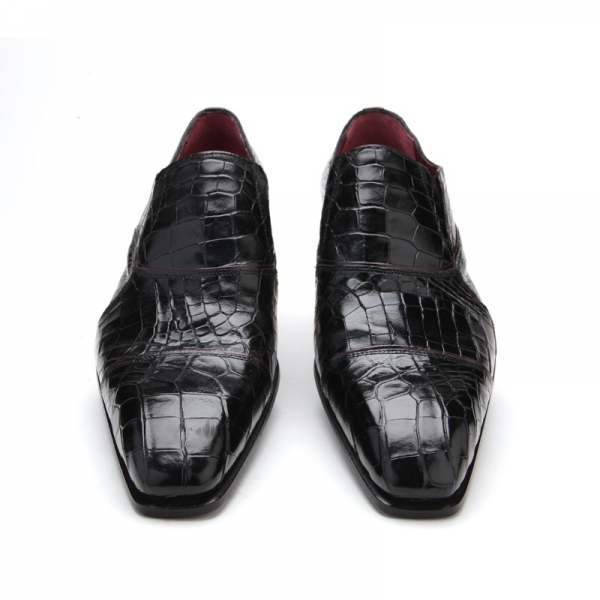 Caporicci 202 Alligator Cap Toe Loafers Black