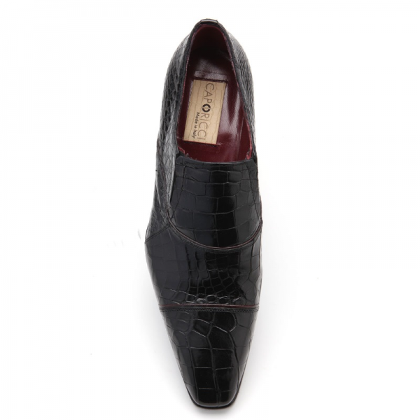 Caporicci 202 Alligator Cap Toe Loafers Black
