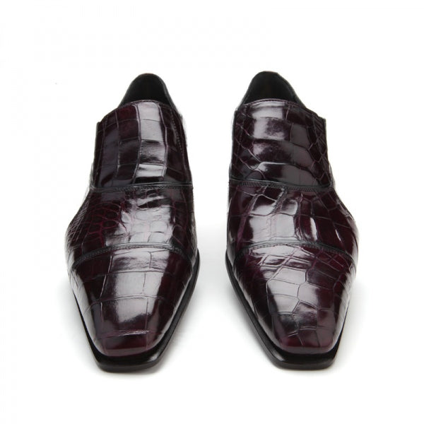 Caporicci 202 Alligator Cap Toe Loafers Burgundy Size 8.5M
