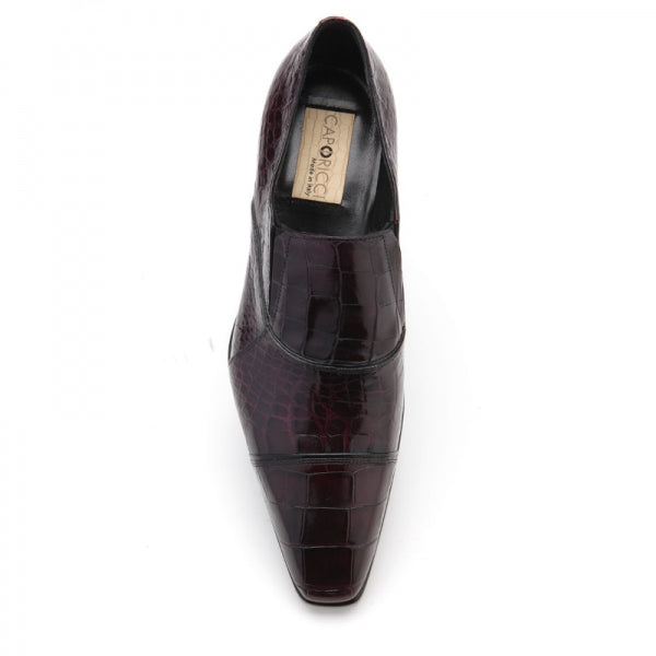 Caporicci 202 Alligator Cap Toe Loafers Burgundy Size 8.5M