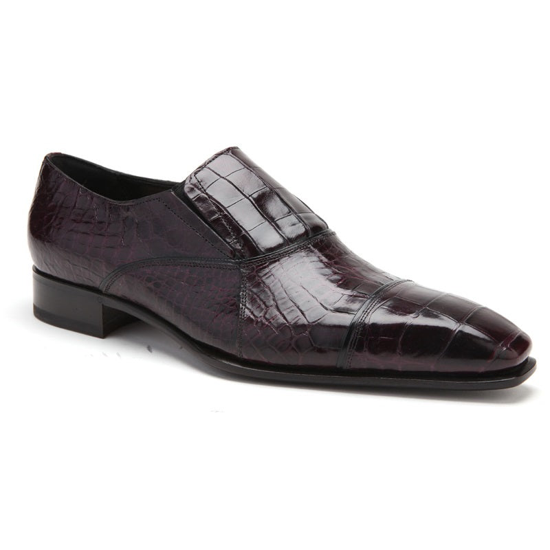 Caporicci 202 Alligator Cap Toe Loafers Burgundy Size 8.5M
