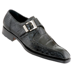 Caporicci 941 Genuine Alligator Monk Strap Shoes Black