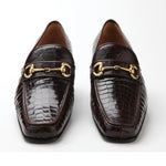 Caporicci 9872 Alligator Bit Loafers Brown Size 8.5