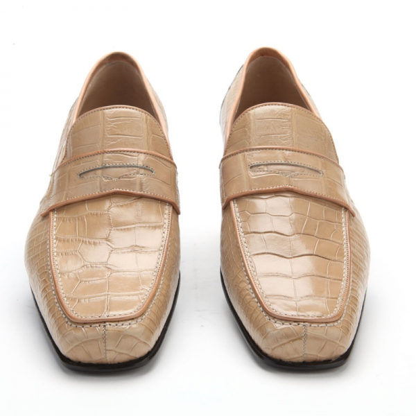 Caporicci 9961 Alligator Penny Loafers Beige