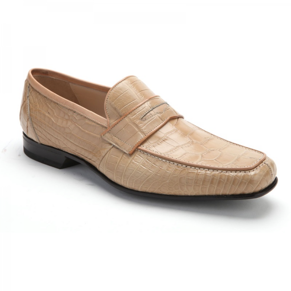 Caporicci 9961 Alligator Penny Loafers Beige