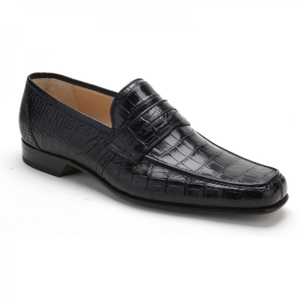 Caporicci Alligator Penny Loafers Black