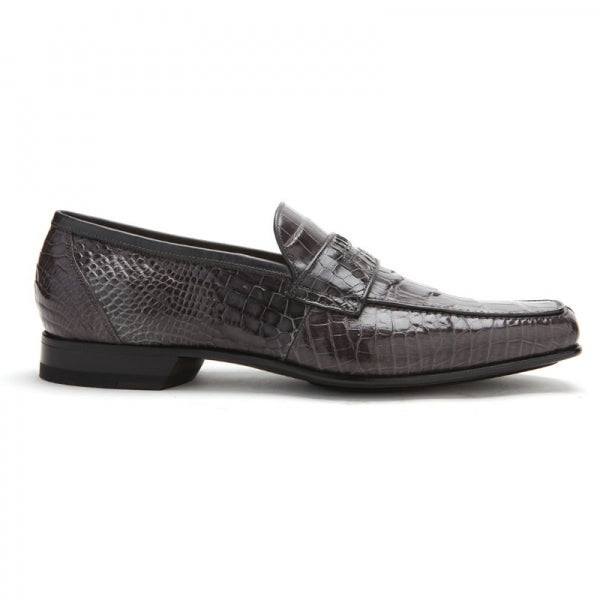 Caporicci 9961 Alligator Penny Loafers Dark Gray