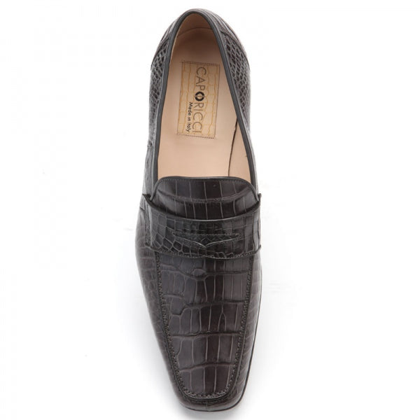Caporicci 9961 Alligator Penny Loafers Dark Gray