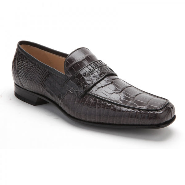 Caporicci 9961 Alligator Penny Loafers Dark Gray