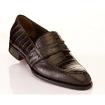 Caporicci Alligator Penny Loafers Dark Brown