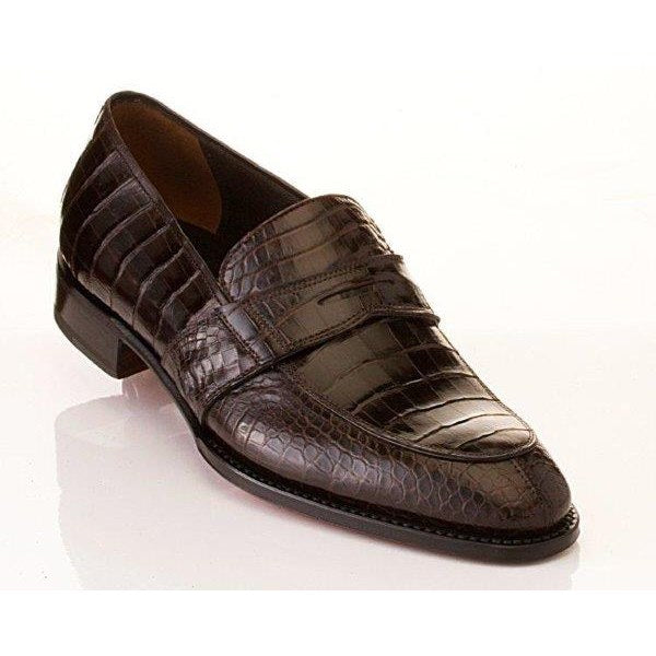 Caporicci Alligator Penny Loafers Dark Brown