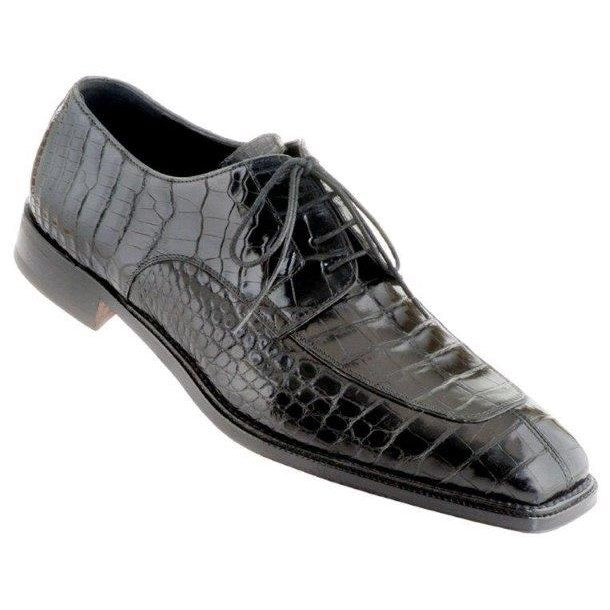 Caporicci Genuine Alligator Apron Toe Shoes Black