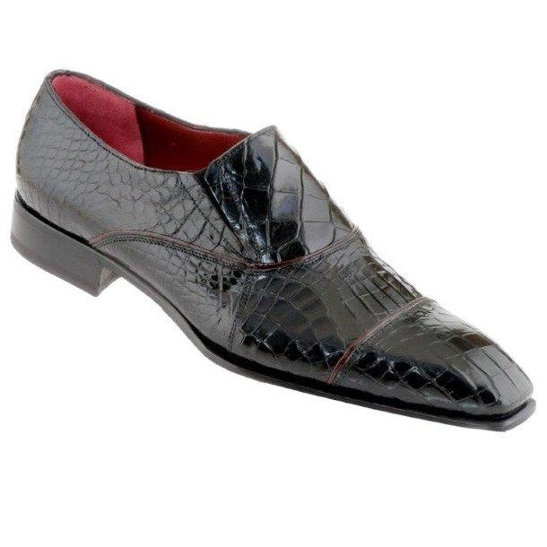 Caporicci Genuine Alligator Cap Toe Loafers Black