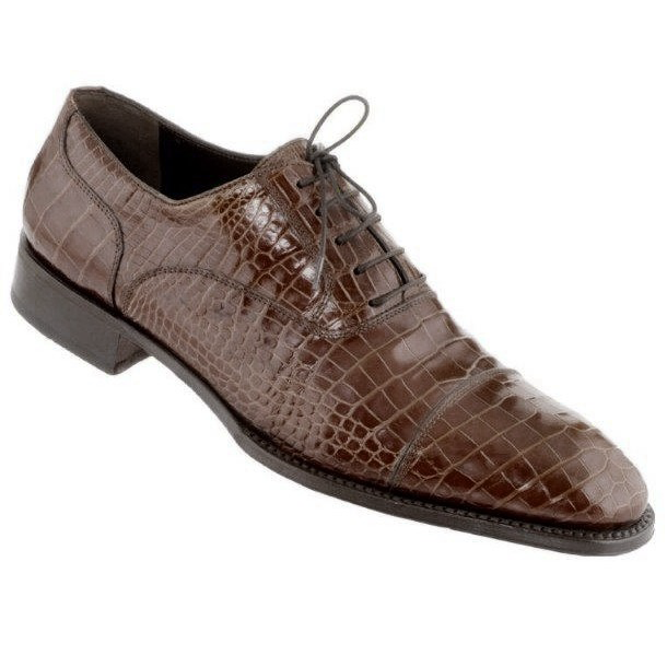 Caporicci 1102 Genuine Alligator Cap Toe Shoes Black
