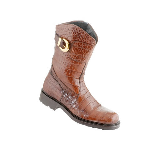 Caporicci Alligator Motorcycle Boot Castagno Brown