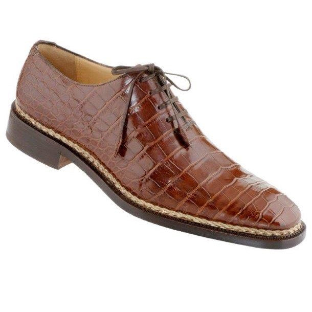 Caporicci Genuine Alligator Lace Up Oxfords Brown