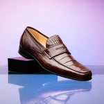 Caporicci 9961 Genuine Alligator Penny Loafers Brown