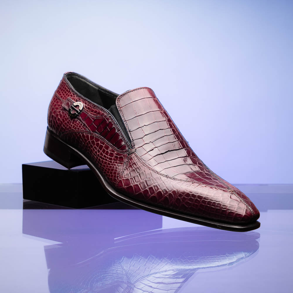 Caporicci 203 Alligator Split Toe Loafers Burgundy