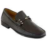 Caporicci Grain Calfskin Leather Bit Penny Loafers Black