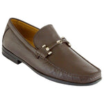 Caporicci Grain Calfskin Leather Bit Penny Loafers Brown