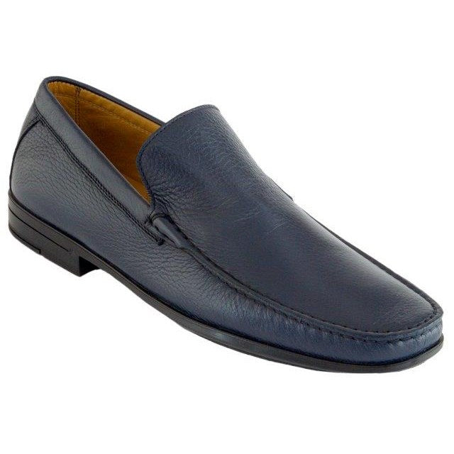 Caporicci Grain Calfskin Leather Loafers Navy