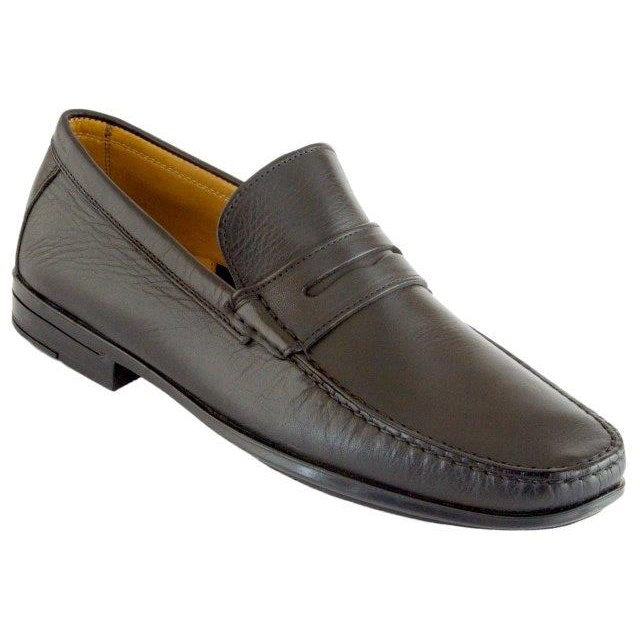Caporicci Grain Calfskin Leather Penny Loafers Black