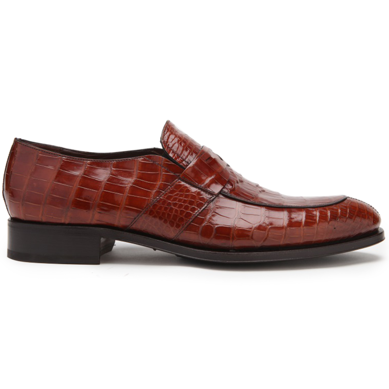 Caporicci 3321 Alligator Penny Loafers Shoes Gold