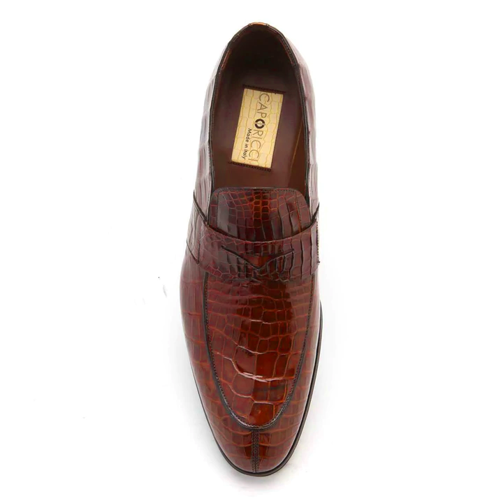 Caporicci 3321 Alligator Loafers Gold Size 8.5