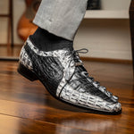Marco Di Milano Caribe Caiman Crocodile Derby Black / Newspaper