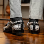 Marco Di Milano Caribe Caiman Crocodile Derby Black / Newspaper